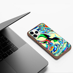 Чехол iPhone 11 Pro матовый Яркие абстрактные разводы, цвет: 3D-коричневый — фото 2