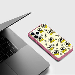 Чехол iPhone 11 Pro матовый Дог силуэт собаки и веточка, цвет: 3D-малиновый — фото 2