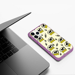 Чехол iPhone 11 Pro матовый Дог силуэт собаки и веточка, цвет: 3D-фиолетовый — фото 2