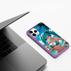 Чехол iPhone 11 Pro матовый Хацуне Мику, цвет: 3D-фиолетовый — фото 2