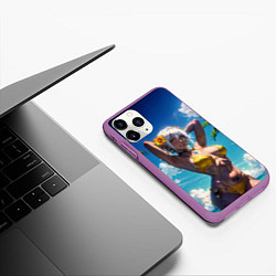 Чехол iPhone 11 Pro матовый Девушка в желтом купальнике, цвет: 3D-фиолетовый — фото 2