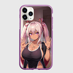 Чехол iPhone 11 Pro матовый Милая аниме блондинка