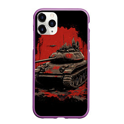 Чехол iPhone 11 Pro матовый Танк т54 красный фон, цвет: 3D-фиолетовый