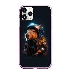 Чехол iPhone 11 Pro матовый Cool capybara - cyberpunk - neural network, цвет: 3D-розовый