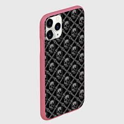 Чехол iPhone 11 Pro матовый Черепа и кости - чёрный, цвет: 3D-малиновый — фото 2