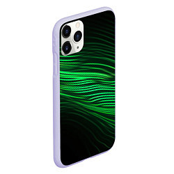 Чехол iPhone 11 Pro матовый Green neon lines, цвет: 3D-светло-сиреневый — фото 2