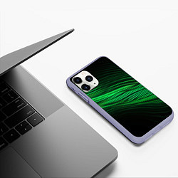 Чехол iPhone 11 Pro матовый Green neon lines, цвет: 3D-светло-сиреневый — фото 2