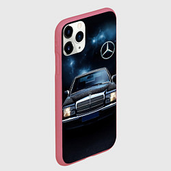 Чехол iPhone 11 Pro матовый Мерседес черное небо, цвет: 3D-малиновый — фото 2