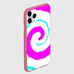 Чехол iPhone 11 Pro матовый Тай-дай розовый, цвет: 3D-малиновый — фото 2