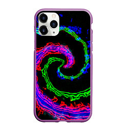 Чехол iPhone 11 Pro матовый Тай-дай электро, цвет: 3D-фиолетовый