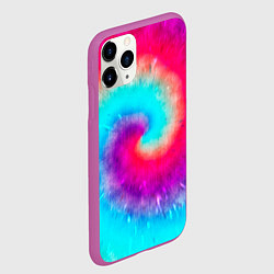 Чехол iPhone 11 Pro матовый Тай-дай малиновый закат, цвет: 3D-фиолетовый — фото 2