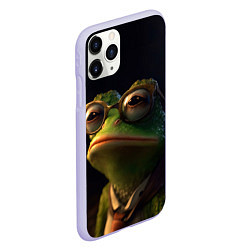 Чехол iPhone 11 Pro матовый Лягушка Пепе в очках, цвет: 3D-светло-сиреневый — фото 2