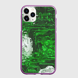 Чехол iPhone 11 Pro матовый Киберпанк заражение зелёное, цвет: 3D-фиолетовый