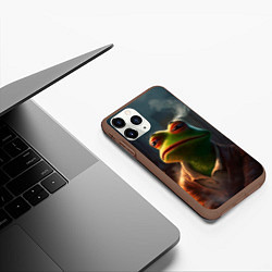 Чехол iPhone 11 Pro матовый Frog Pepe, цвет: 3D-коричневый — фото 2