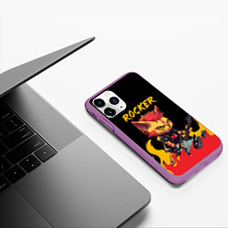 Чехол iPhone 11 Pro матовый Кот рокер - огонь, цвет: 3D-фиолетовый — фото 2