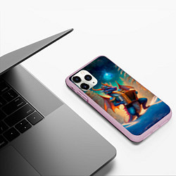 Чехол iPhone 11 Pro матовый Дракон играет на аккордеоне, цвет: 3D-розовый — фото 2