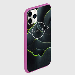 Чехол iPhone 11 Pro матовый Starfield logo green texture, цвет: 3D-фиолетовый — фото 2