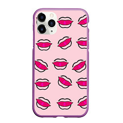 Чехол iPhone 11 Pro матовый Силуэт губы, цвет: 3D-фиолетовый