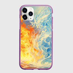 Чехол iPhone 11 Pro матовый Вода и пламя абстракция, цвет: 3D-фиолетовый