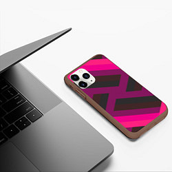 Чехол iPhone 11 Pro матовый Розовый и тёмный паттерн, цвет: 3D-коричневый — фото 2