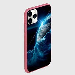 Чехол iPhone 11 Pro матовый Космос и сияющая планета, цвет: 3D-малиновый — фото 2