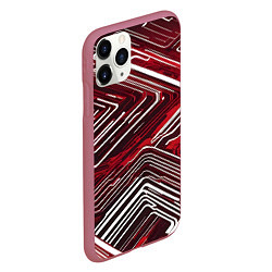 Чехол iPhone 11 Pro матовый Кибер линии красный-белый, цвет: 3D-малиновый — фото 2