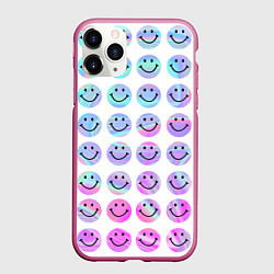 Чехол iPhone 11 Pro матовый Smiley holographic, цвет: 3D-малиновый