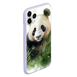 Чехол iPhone 11 Pro матовый Панда акварель, цвет: 3D-светло-сиреневый — фото 2