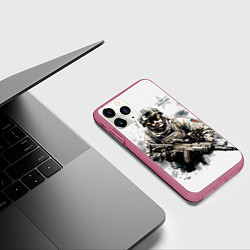 Чехол iPhone 11 Pro матовый ВС России спецназ, цвет: 3D-малиновый — фото 2