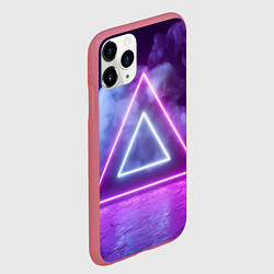 Чехол iPhone 11 Pro матовый Неоновый треугольник в неоновом дыму, цвет: 3D-малиновый — фото 2