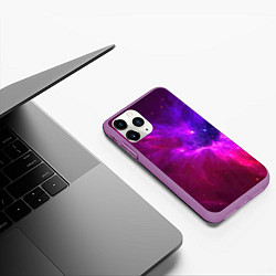 Чехол iPhone 11 Pro матовый Бескрайнее космическое пространство - галактика, цвет: 3D-фиолетовый — фото 2