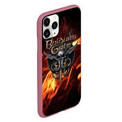 Чехол iPhone 11 Pro матовый Baldurs Gate 3 fire, цвет: 3D-малиновый — фото 2