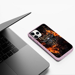 Чехол iPhone 11 Pro матовый Baldurs Gate 3 fire logo, цвет: 3D-розовый — фото 2