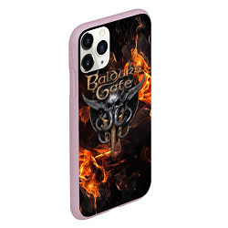 Чехол iPhone 11 Pro матовый Baldurs Gate 3 fire logo, цвет: 3D-розовый — фото 2