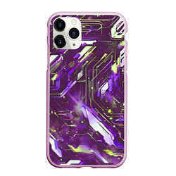 Чехол iPhone 11 Pro матовый Космические кибер схемы фиолетовые, цвет: 3D-розовый