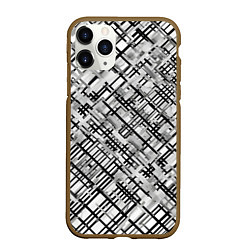 Чехол iPhone 11 Pro матовый Чёрно-белая сеть, цвет: 3D-коричневый