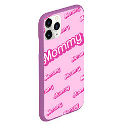Чехол iPhone 11 Pro матовый Мамочка в стиле барби - паттерн розовый, цвет: 3D-фиолетовый — фото 2