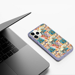 Чехол iPhone 11 Pro матовый Череп в цветах с бабочками узор, цвет: 3D-светло-сиреневый — фото 2