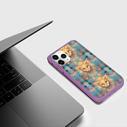 Чехол iPhone 11 Pro матовый Мордашка котика узор, цвет: 3D-фиолетовый — фото 2