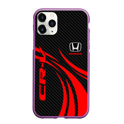 Чехол iPhone 11 Pro матовый Honda CR-V - красный и карбон, цвет: 3D-фиолетовый
