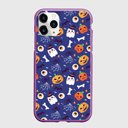 Чехол iPhone 11 Pro матовый Хэллоуин - узор, цвет: 3D-фиолетовый