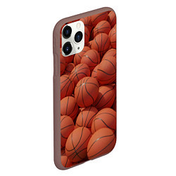 Чехол iPhone 11 Pro матовый Узор с баскетбольными мячами, цвет: 3D-коричневый — фото 2
