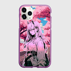 Чехол iPhone 11 Pro матовый Пауэр - Человек бензопила, цвет: 3D-фиолетовый