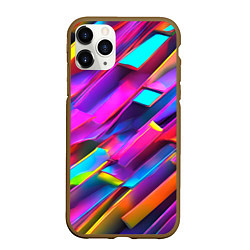 Чехол iPhone 11 Pro матовый Неоновые разноцветные пластины, цвет: 3D-коричневый