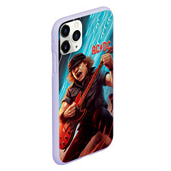 Чехол iPhone 11 Pro матовый ACDC rock music, цвет: 3D-светло-сиреневый — фото 2