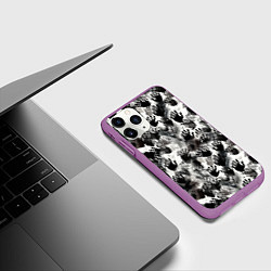 Чехол iPhone 11 Pro матовый Черно-белые руки с ладонями, цвет: 3D-фиолетовый — фото 2