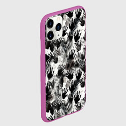 Чехол iPhone 11 Pro матовый Черно-белые руки с ладонями, цвет: 3D-фиолетовый — фото 2