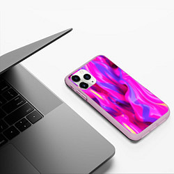 Чехол iPhone 11 Pro матовый Pink blue texture, цвет: 3D-розовый — фото 2