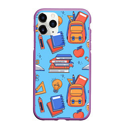 Чехол iPhone 11 Pro матовый Школьный набор, цвет: 3D-фиолетовый