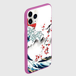 Чехол iPhone 11 Pro матовый Хокусай большая волна в Канагаве - пародия укиё, цвет: 3D-фиолетовый — фото 2
